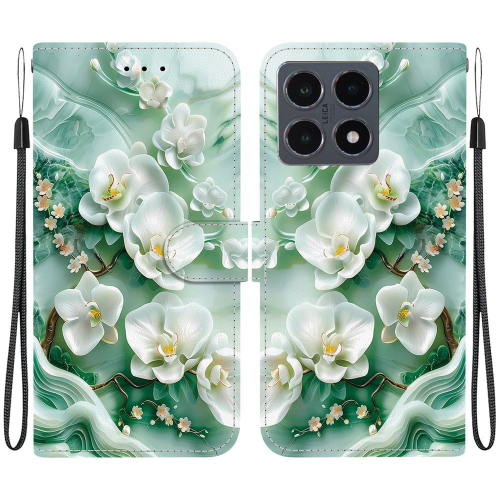 Versatile knižkové puzdro na Xiaomi 15T - biele kvety