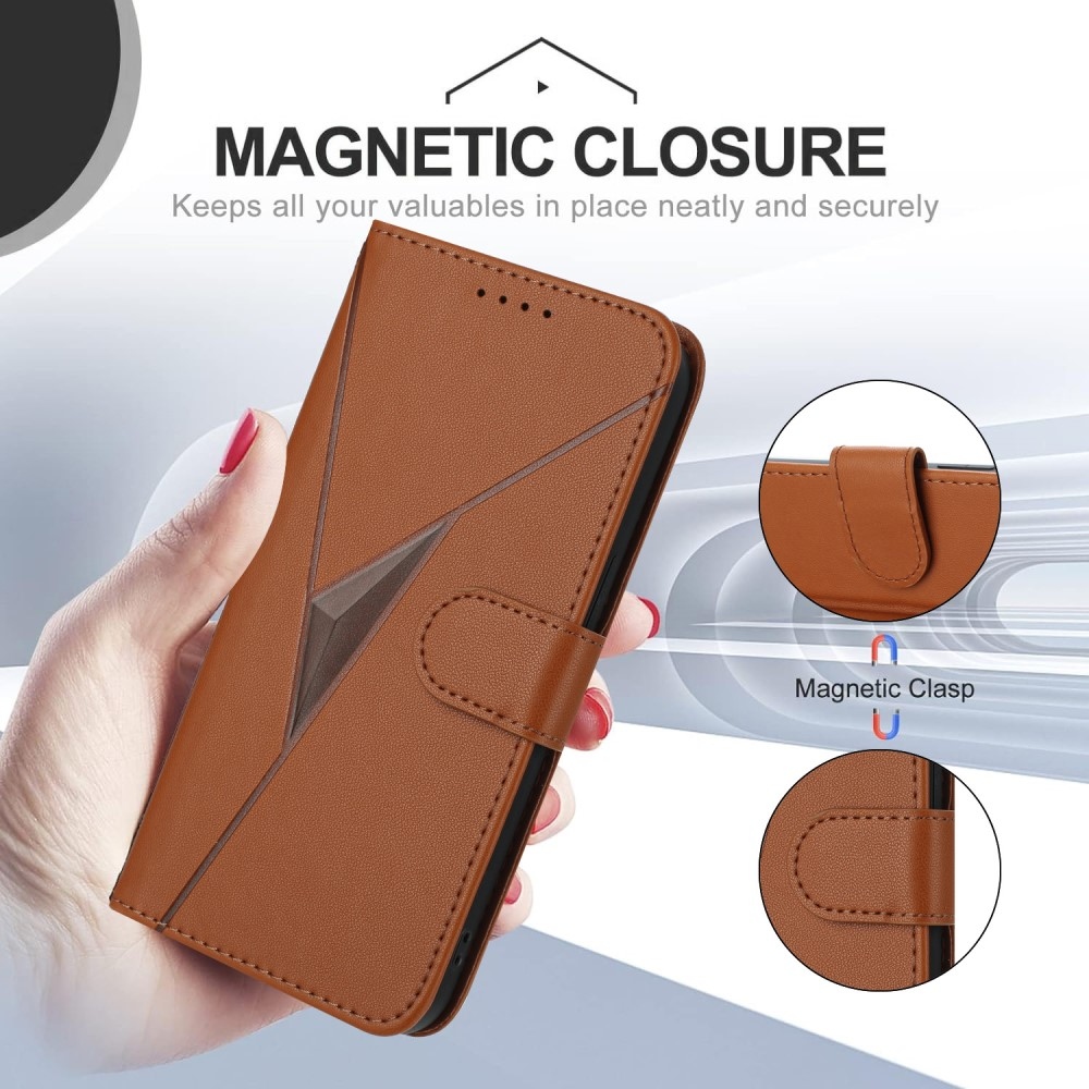 Triangles knižkové puzdro na Realme 14 5G - hnedé