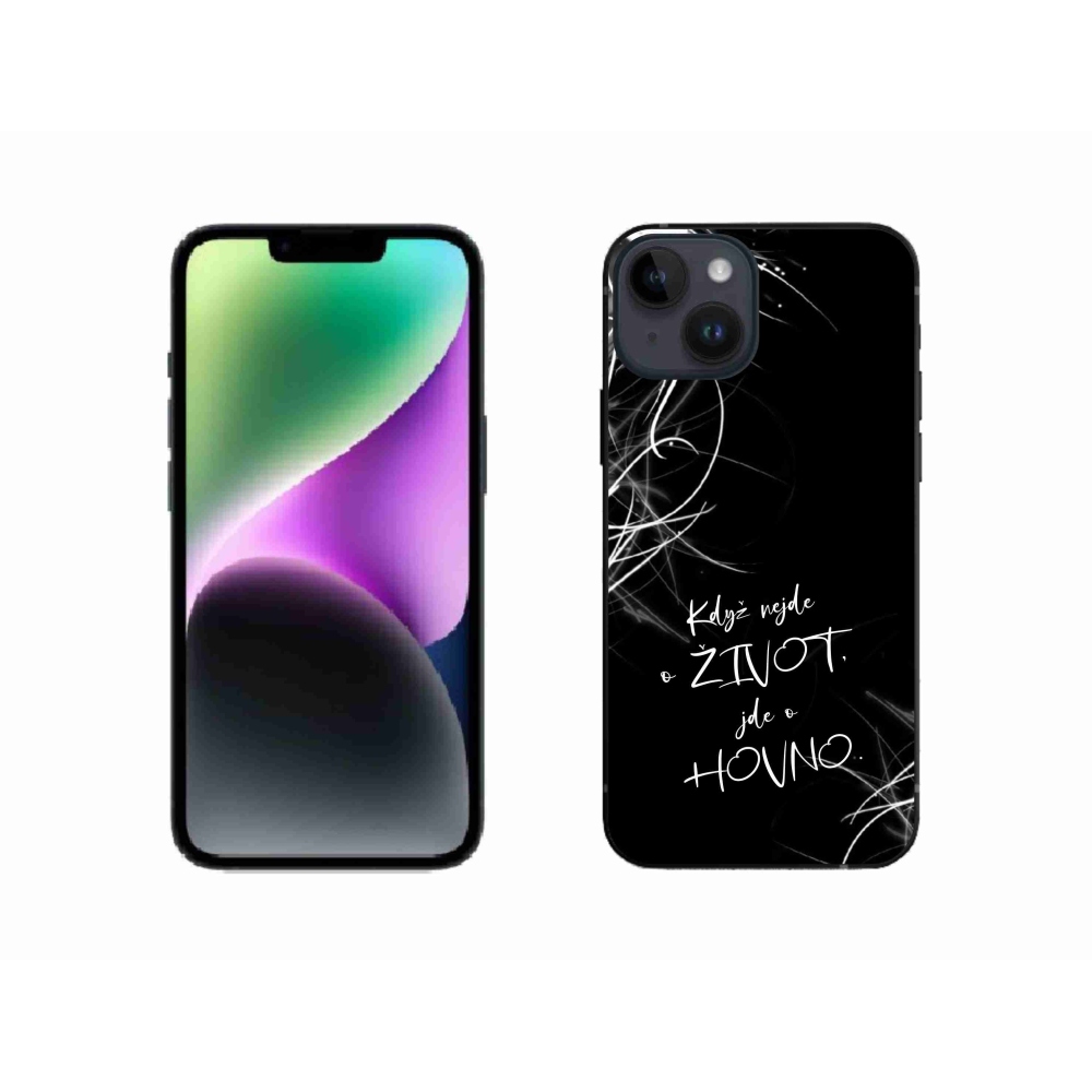 Gélový kryt mmCase na iPhone 14 - vtipný text 16 čierne pozadie