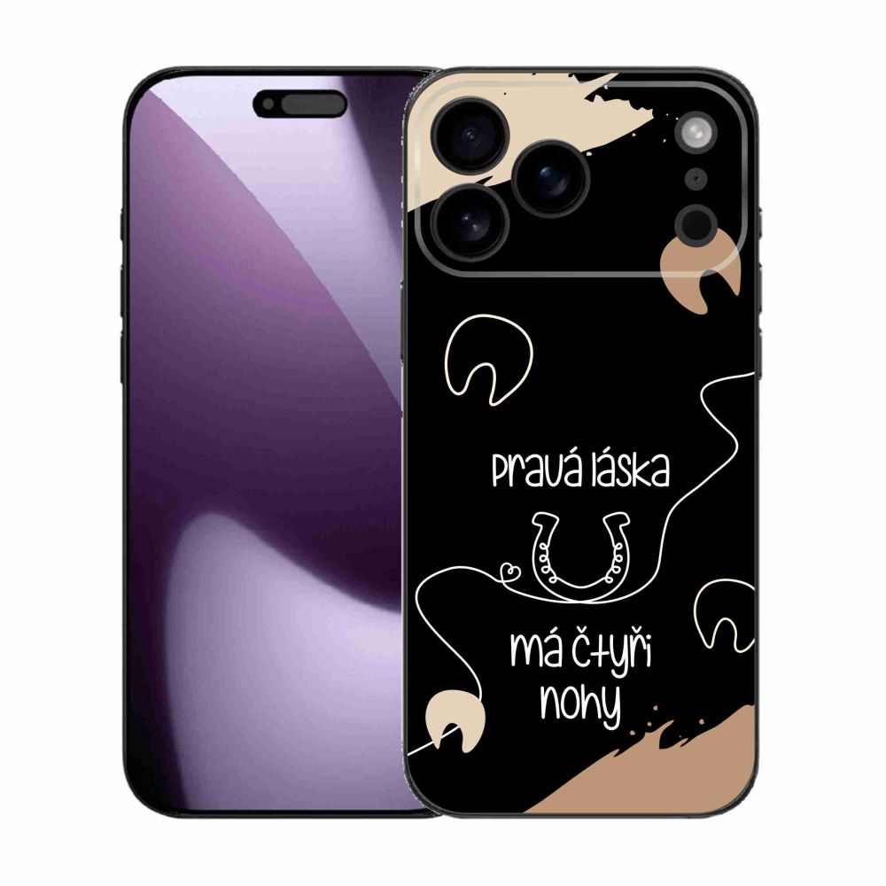 Gélový kryt mmCase na iPhone 17 Pro Max - konský motív čierne pozadie