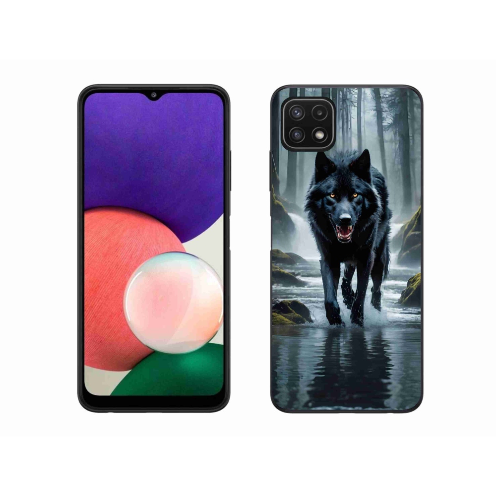 Gélový kryt mmCase na Samsung Galaxy A22 5G - čierny vlk