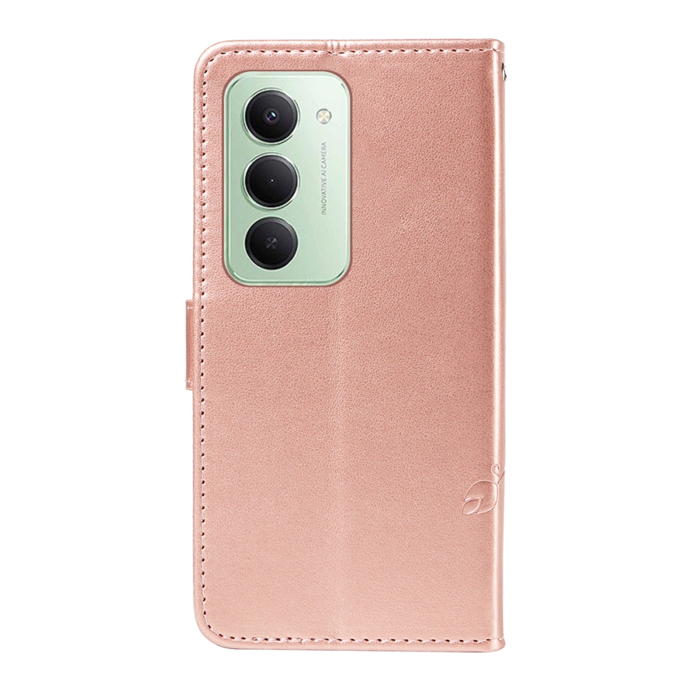 Flowery knižkové púzdro na Xiaomi Redmi 15 4G (171mm) - ružovozlaté