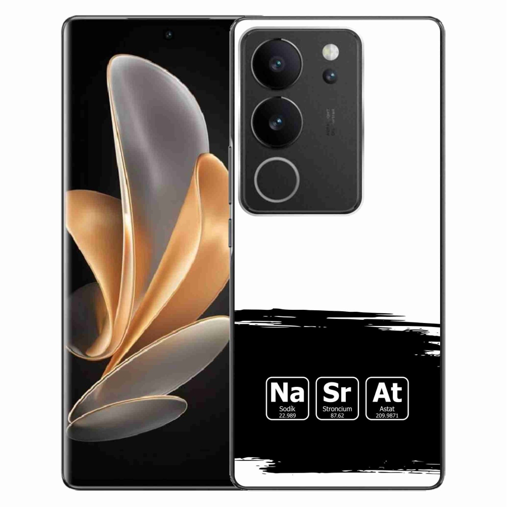 Gélový kryt mmCase na Vivo V29 5G - chemické prvky čiernobiele pozadie