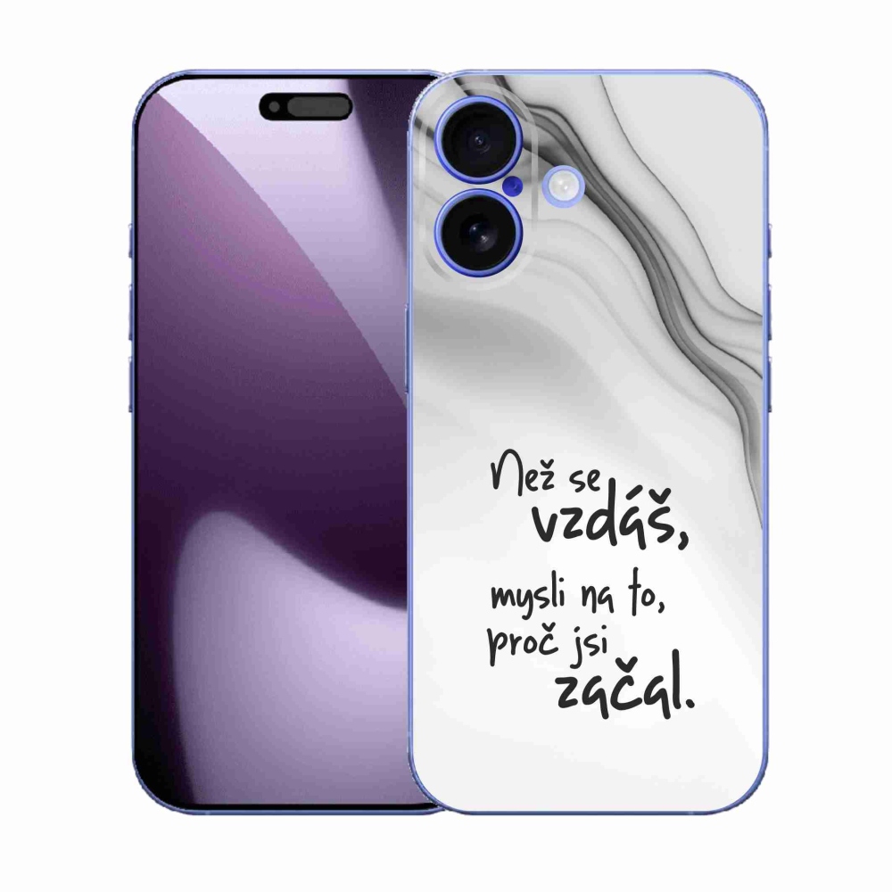 Gélový kryt mmCase na iPhone 17 - citát 2 biele pozadie
