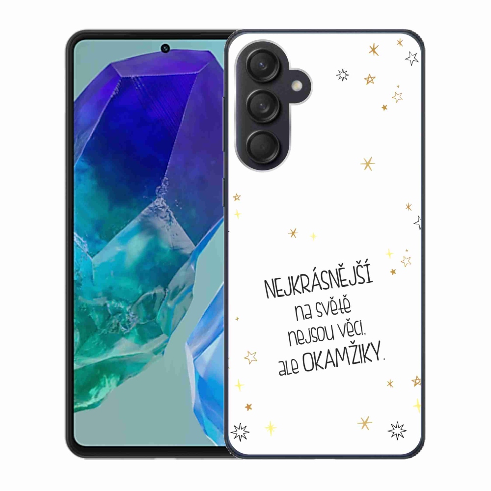 Gélový kryt mmCase na Samsung Galaxy M55 5G - citát 4 biele pozadie