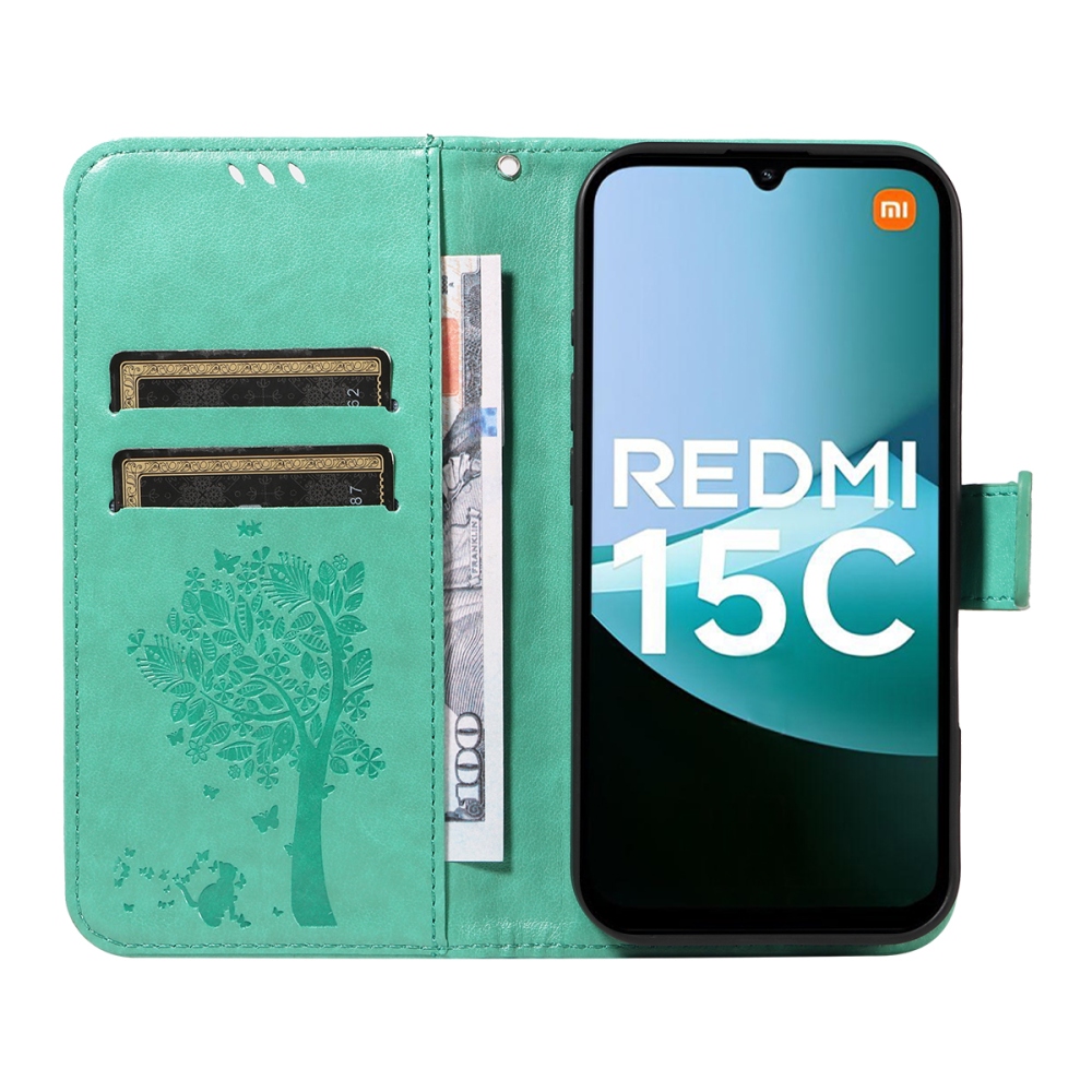 Trees knižkové puzdro na Xiaomi Redmi 15C 4G/5G (173mm) - modrozelené
