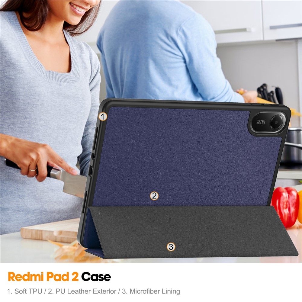 Cases chytré zatváracie púzdro na Xiaomi Redmi Pad 2 - tmavomodré