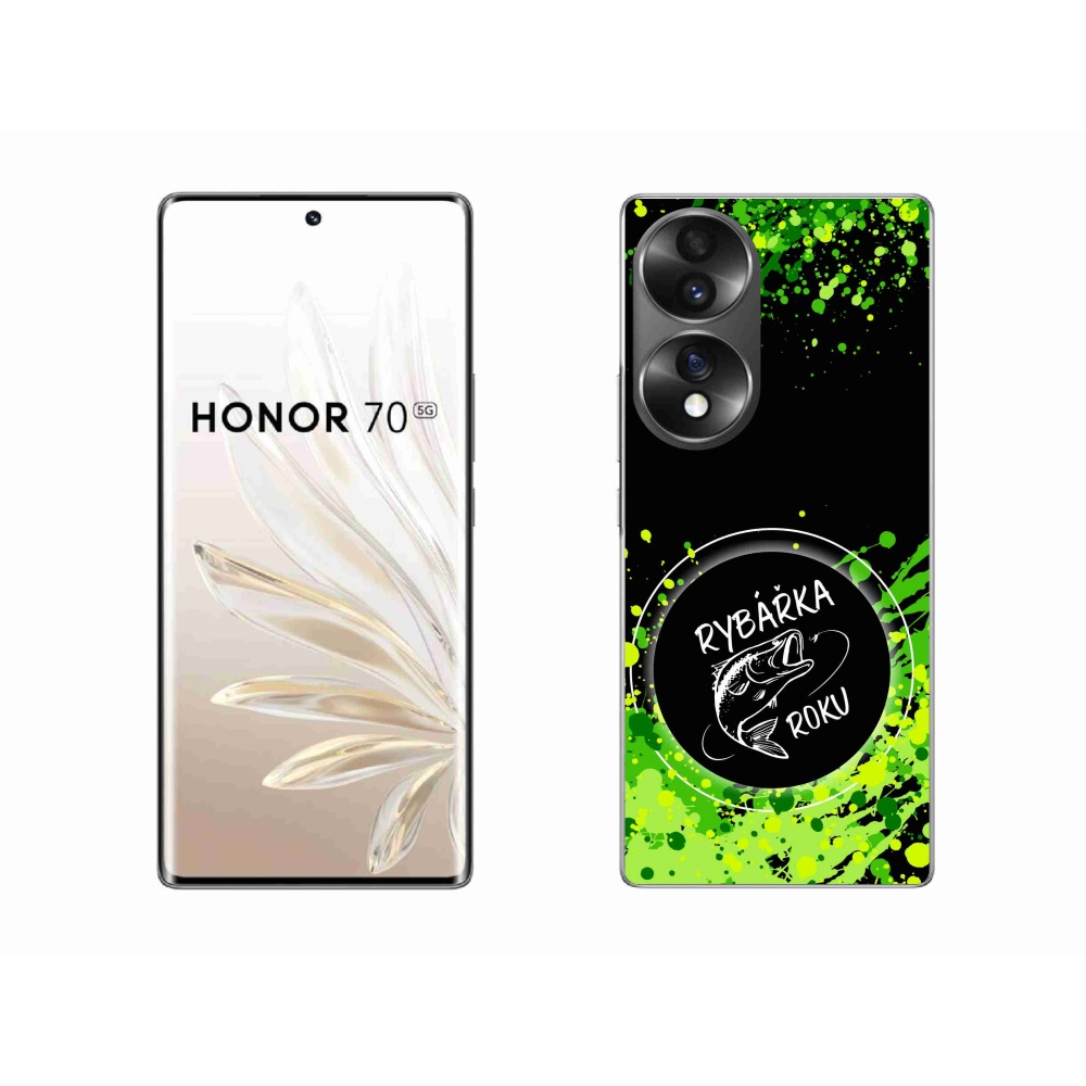 Gélový kryt mmCase na Honor 70 - rybárka roku čierne pozadie