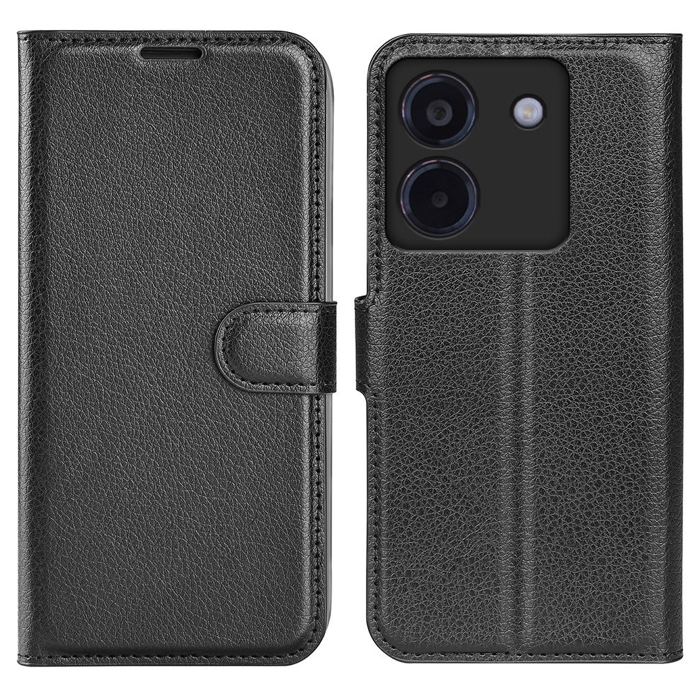 Litchi knižkové púzdro na Xiaomi Poco M7 Pro 5G - čierne