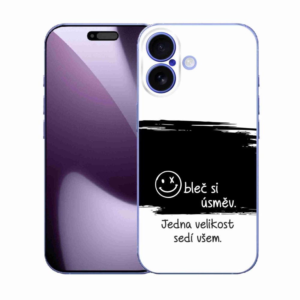 Gélový kryt mmCase na iPhone 17 - vtipný text 8 čiernobiele pozadie