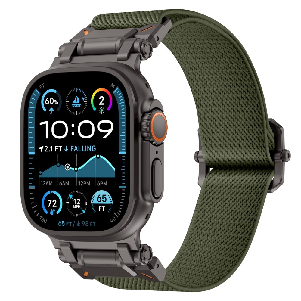 Metal nylonový remienok na Apple Watch Ultra/Ultra 2 49mm/SE/SE 2022/2023 44mm/10 46mm/9/8/7 45mm/6/5/4 44mm/3/2/1 42 mm - zelený