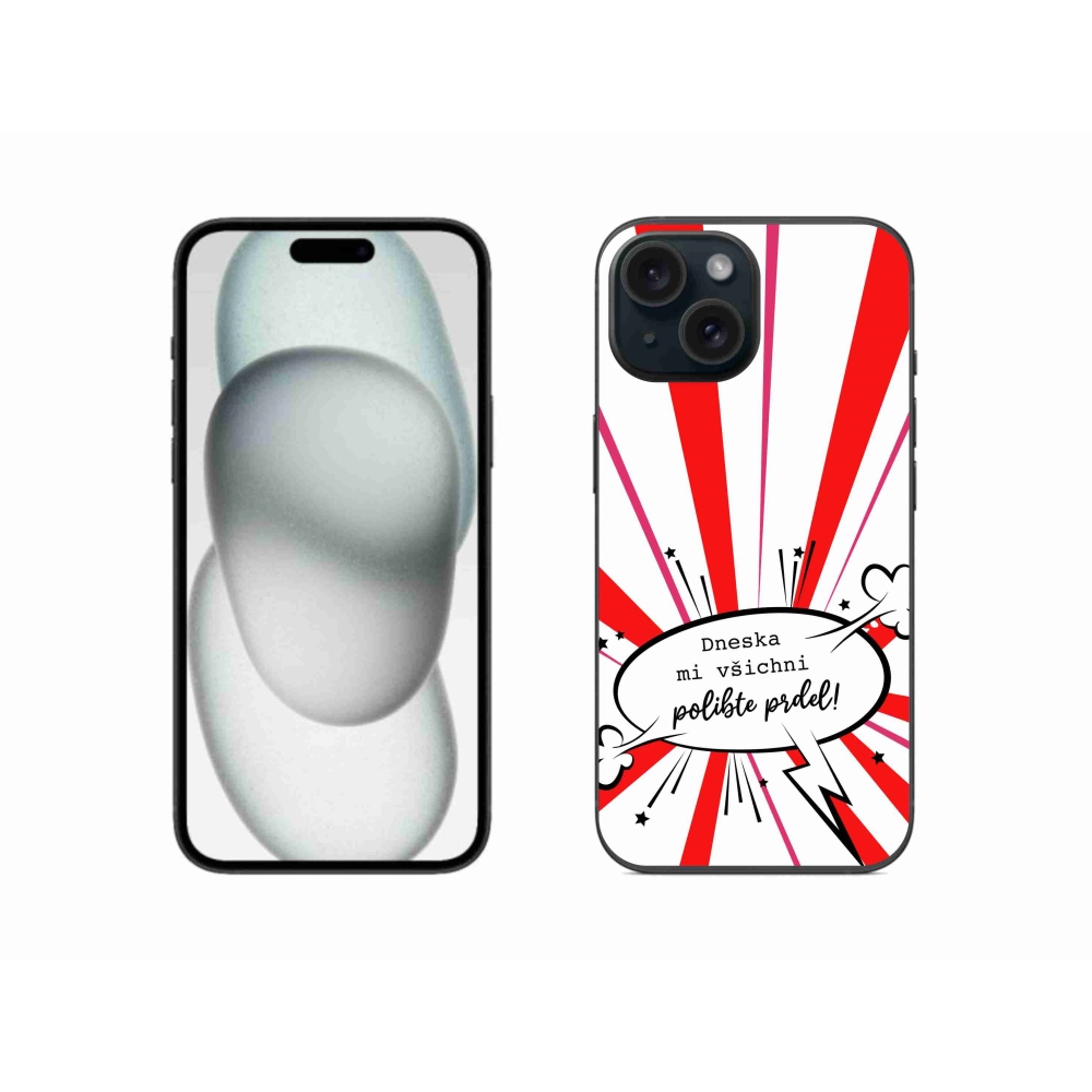 Gélový kryt mmCase na iPhone 15 - vtipný text 15 biele pozadie