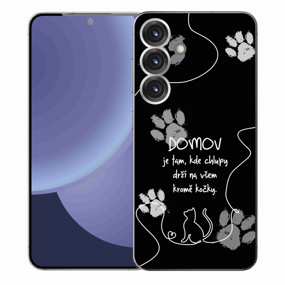 Gélový kryt mmCase na Samsung Galaxy S25+ - mačacie motív čierne pozadie