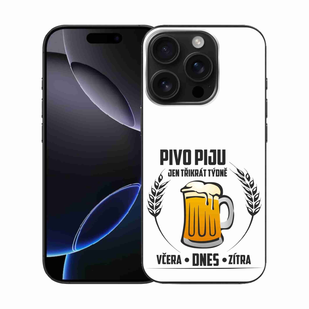 Gélový kryt mmCase na iPhone 16 Pro - pivný motív biele pozadie