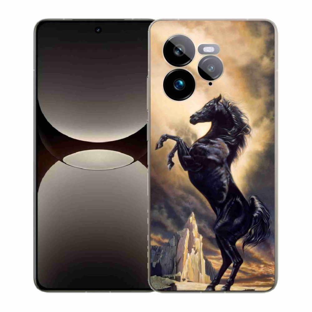 Gélový kryt mmCase na Realme GT 7 Pro 5G - čierny kreslený kôň