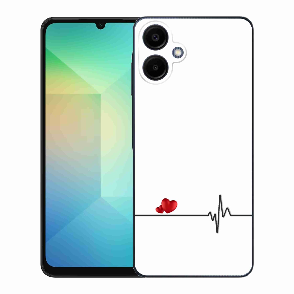 Gélový kryt mmCase na Samsung Galaxy A06 4G - srdce a tep biele pozadie