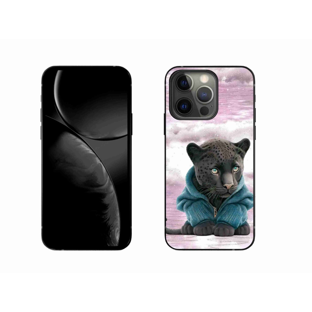 Gélový kryt mmCase na iPhone 13 Pro - čierny panter vo svetri