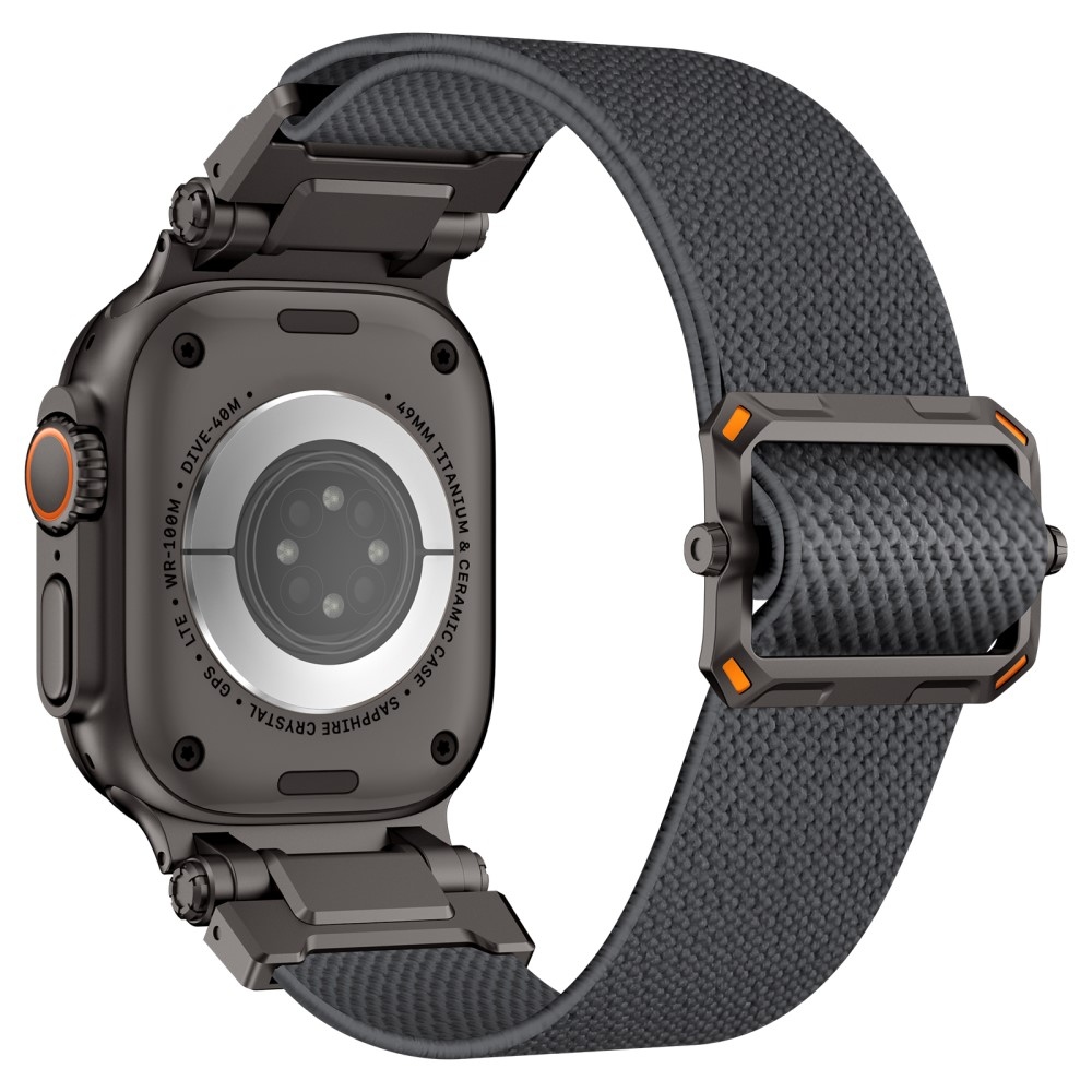 Metal nylonový remienok na Apple Watch Ultra/Ultra 2 49mm/SE/SE 2022/2023 44mm/10 46mm/9/8/7 45mm/6/5/4 44mm/3/2/1 42 mm - sivý