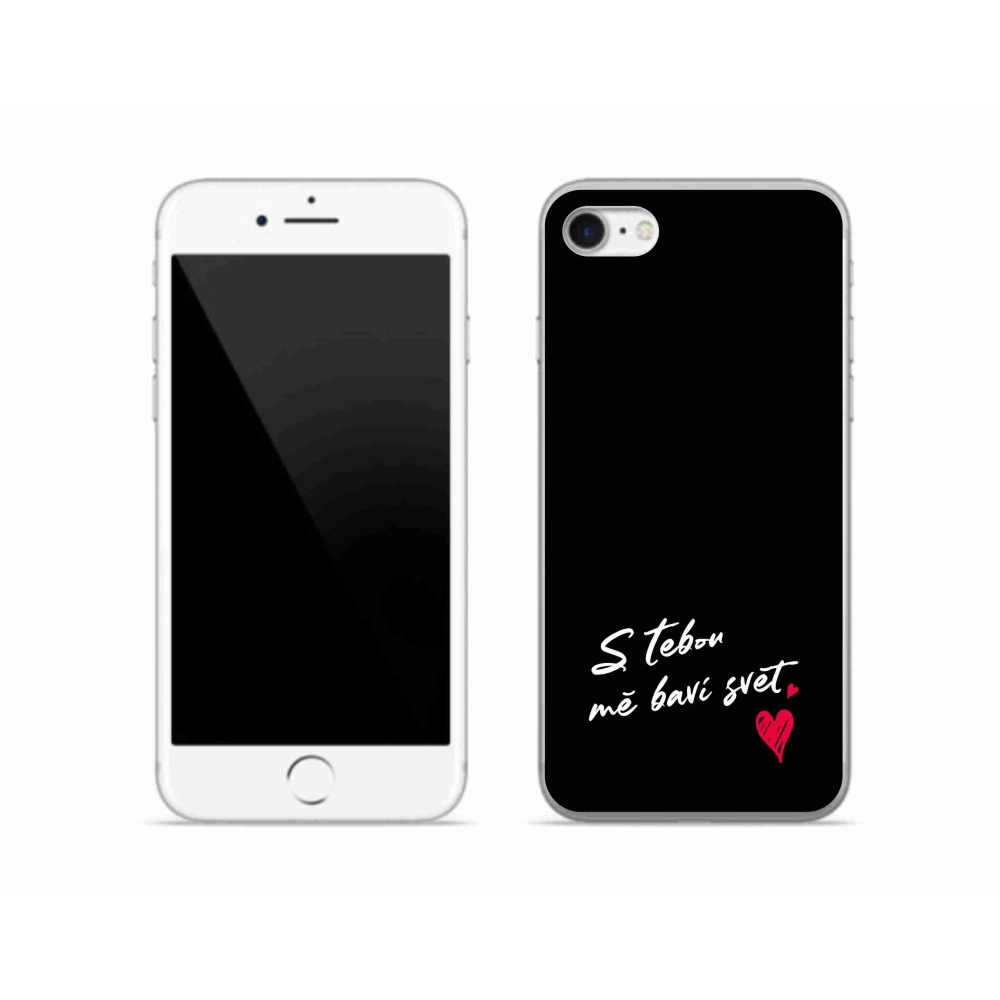 Gélový kryt mmCase na iPhone SE (2020) - zamilovaný text 1 čierne pozadie