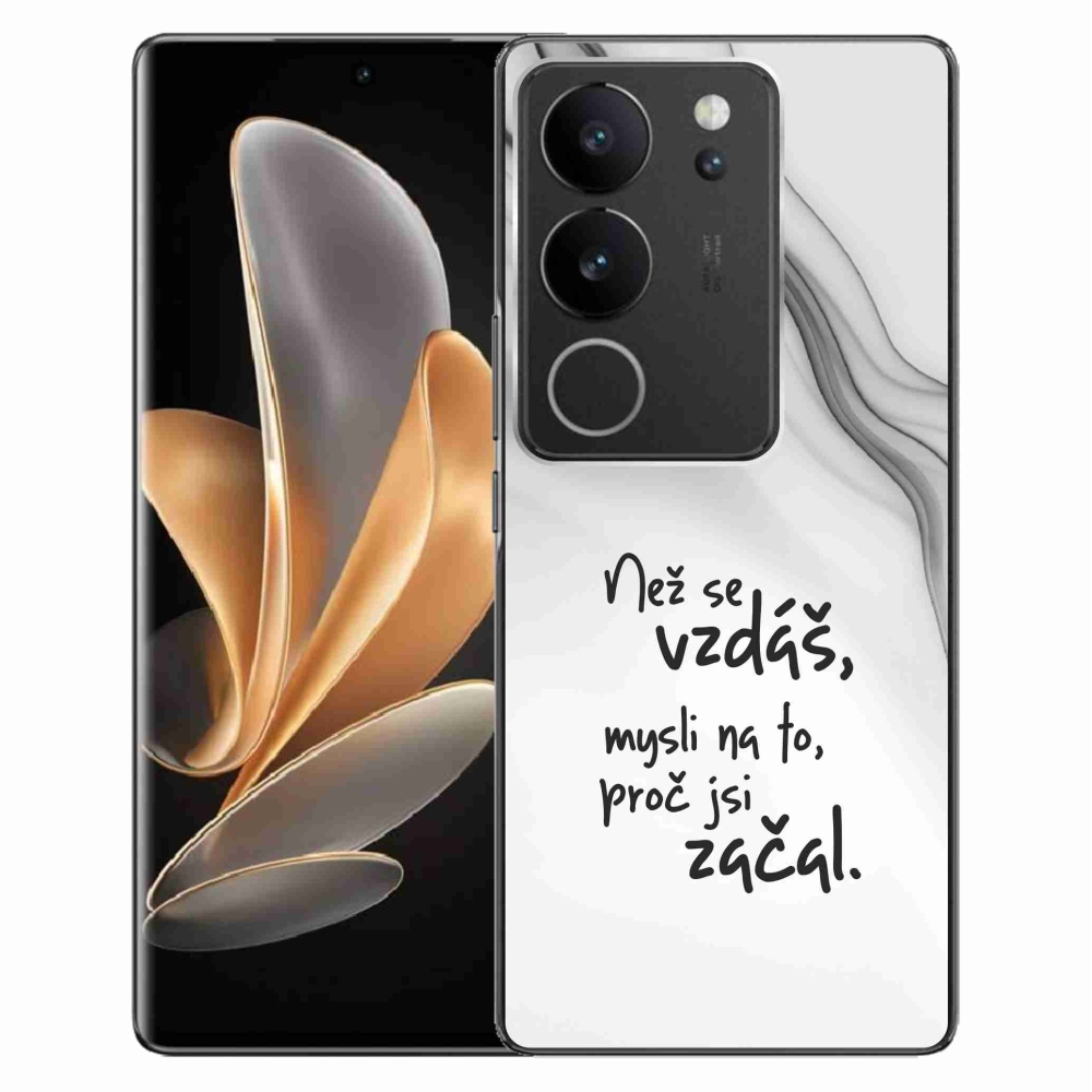 Gélový kryt mmCase na Vivo V29 5G - citát 2 biele pozadie