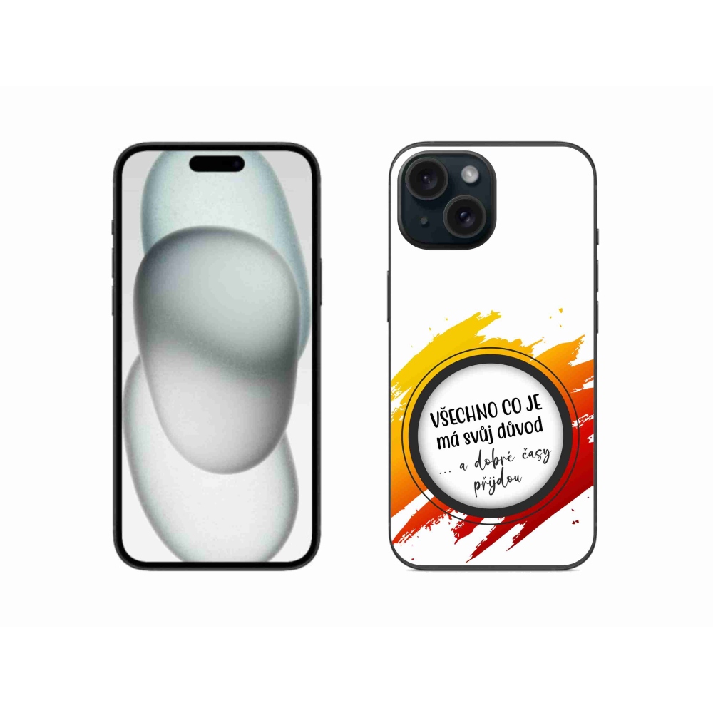 Gélový kryt mmCase na iPhone 15 - citát 3 biele pozadie