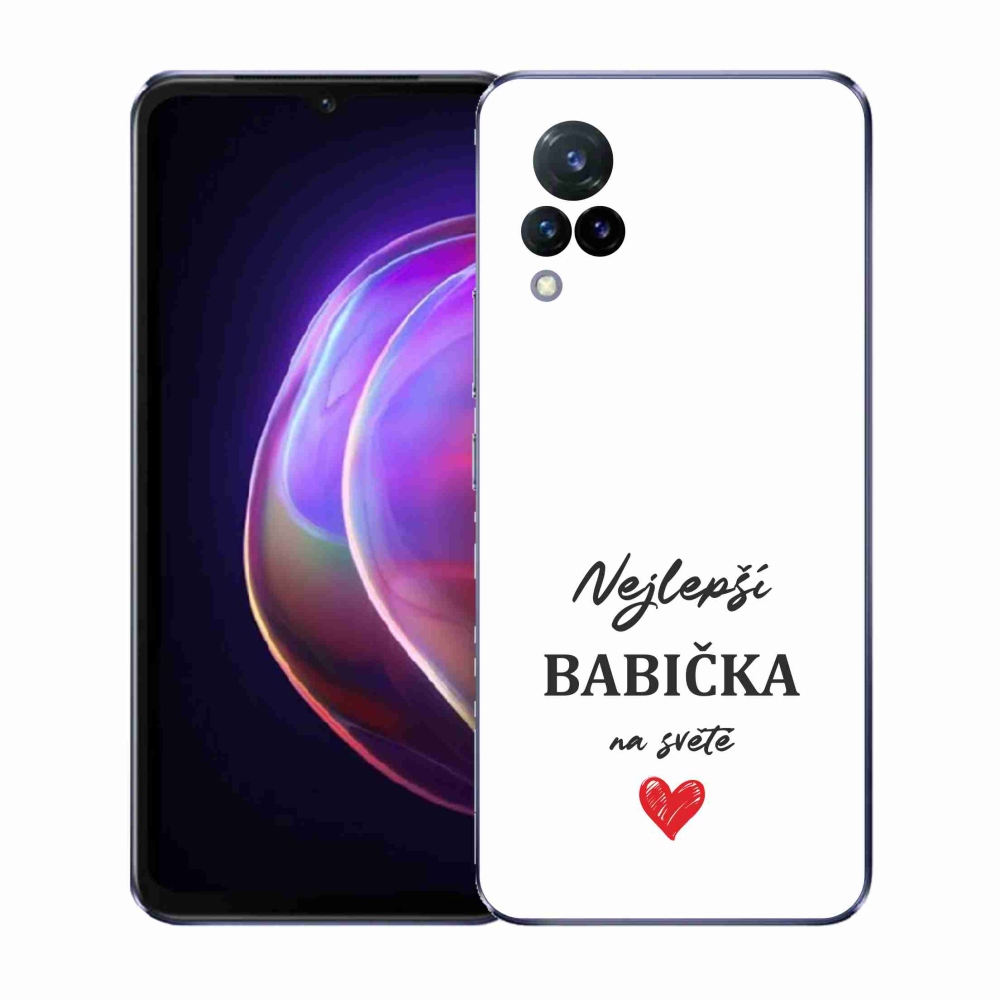 Gélový kryt mmCase na Vivo V21 4G/5G - najlepšia babička 1 biele pozadie