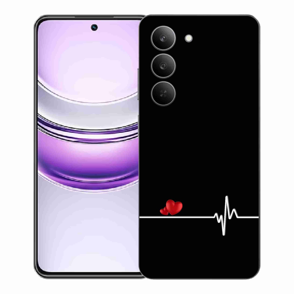 Gélový kryt mmCase na Realme 14x 5G - srdce a tep čierne pozadie