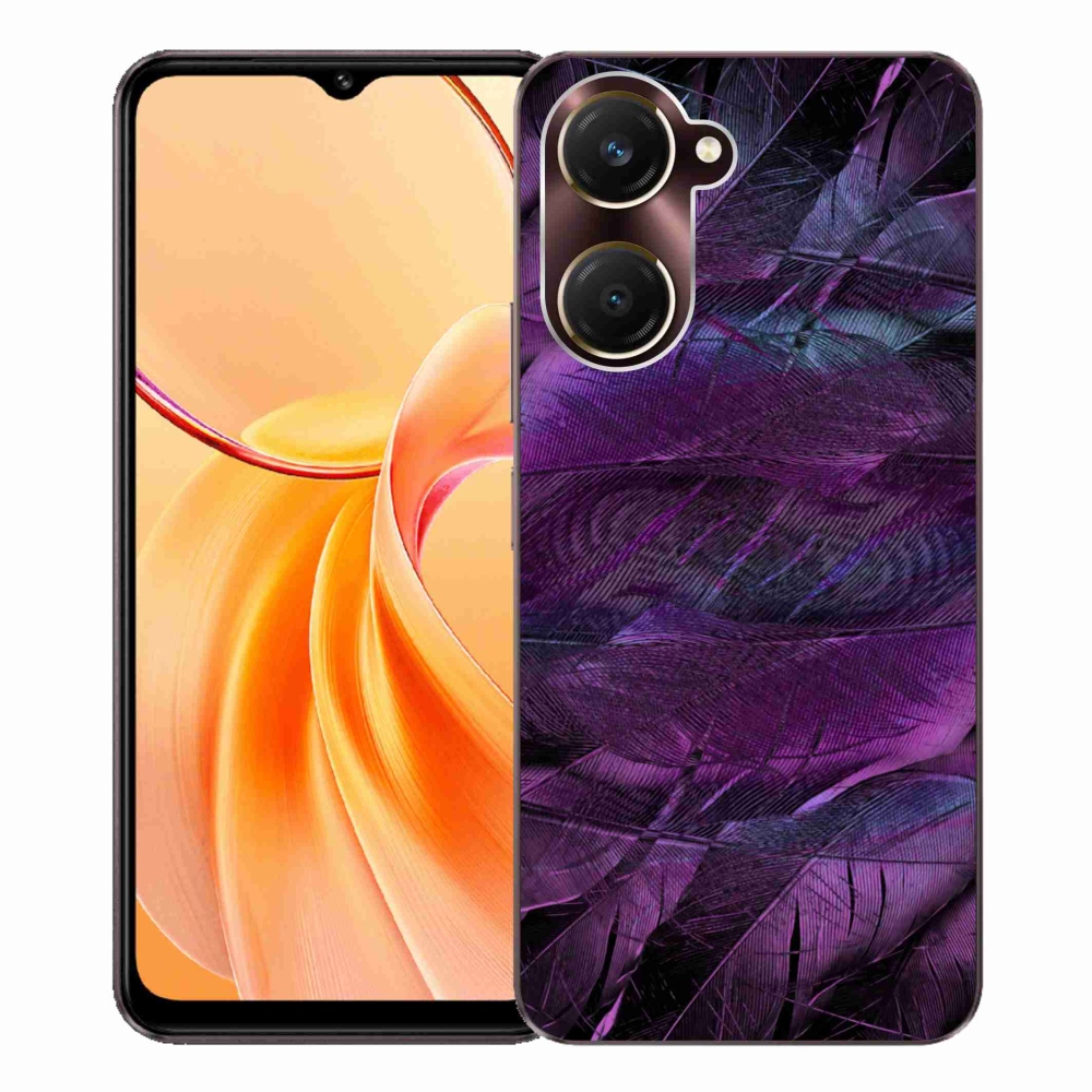Gélový kryt mmCase na Vivo Y28s 5G - fialové pierka