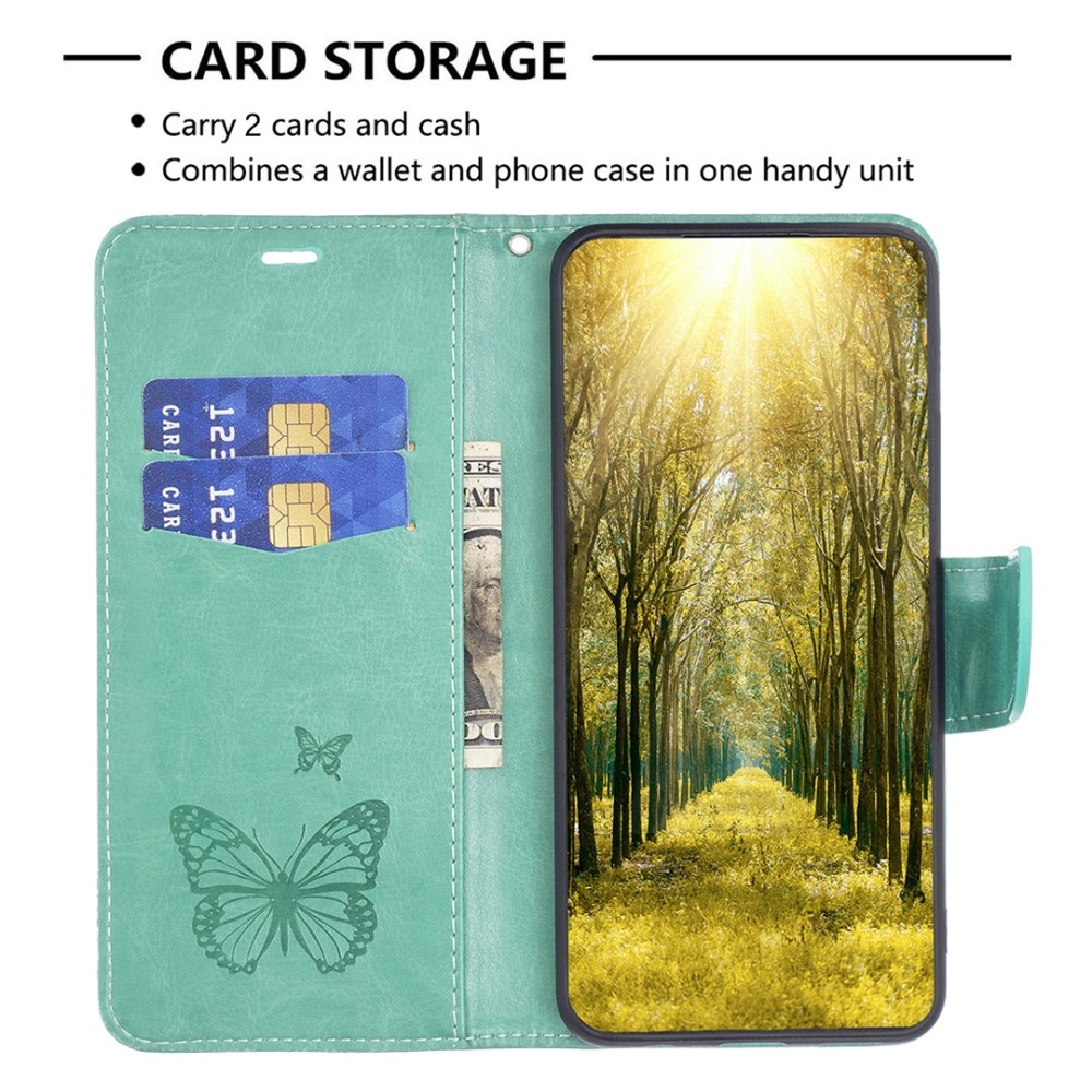 Butterfly knižkové puzdro na Xiaomi Redmi Note 12S - modrozelené