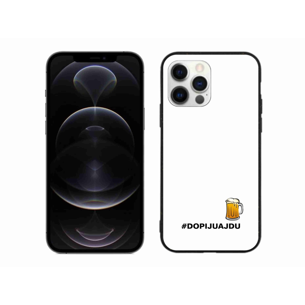 Gélový kryt mmCase na iPhone 12 Pro Max - pivný motív 1 biele pozadie