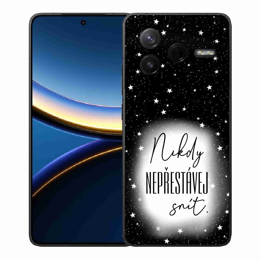 Gélový kryt mmCase na Xiaomi Poco F7 Pro - citát 1 bieločierne pozadie