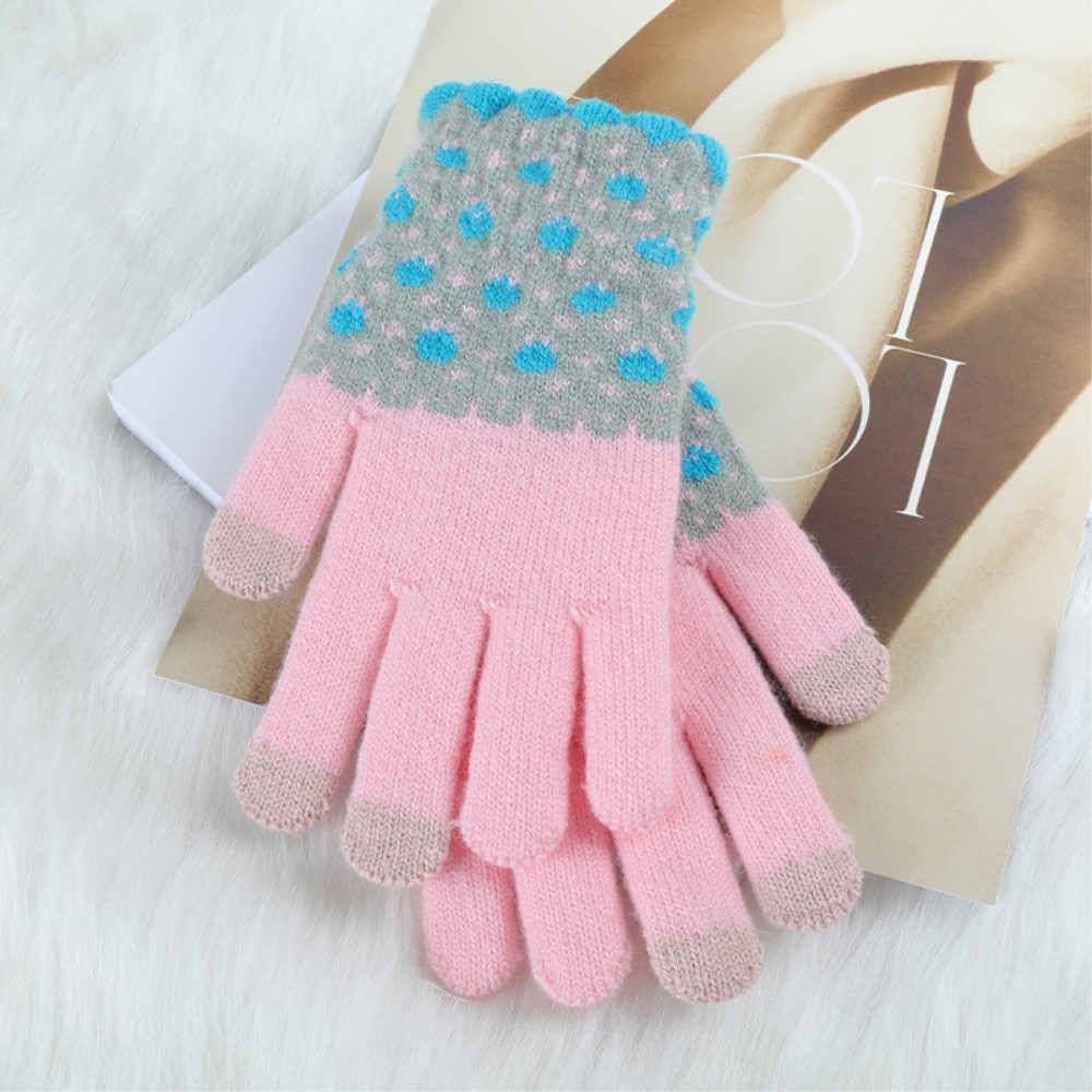 DZ122 dámske dotykové zimné rukavice - ružové