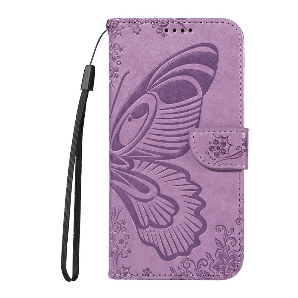 Floral Butterfly knižkové púzdro na iPhone 17 - svetlofialové