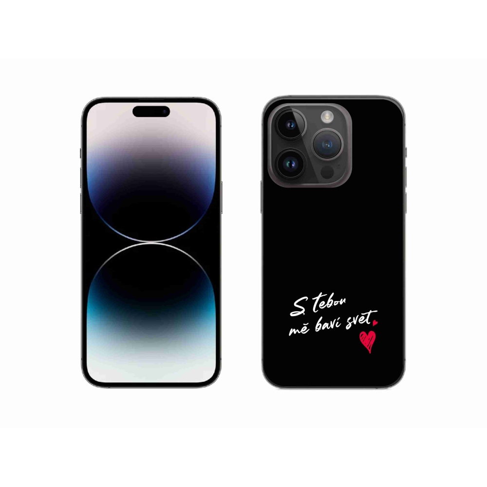 Gélový kryt mmCase na iPhone 14 Pro 6.1 - zamilovaný text 1 čierne pozadie