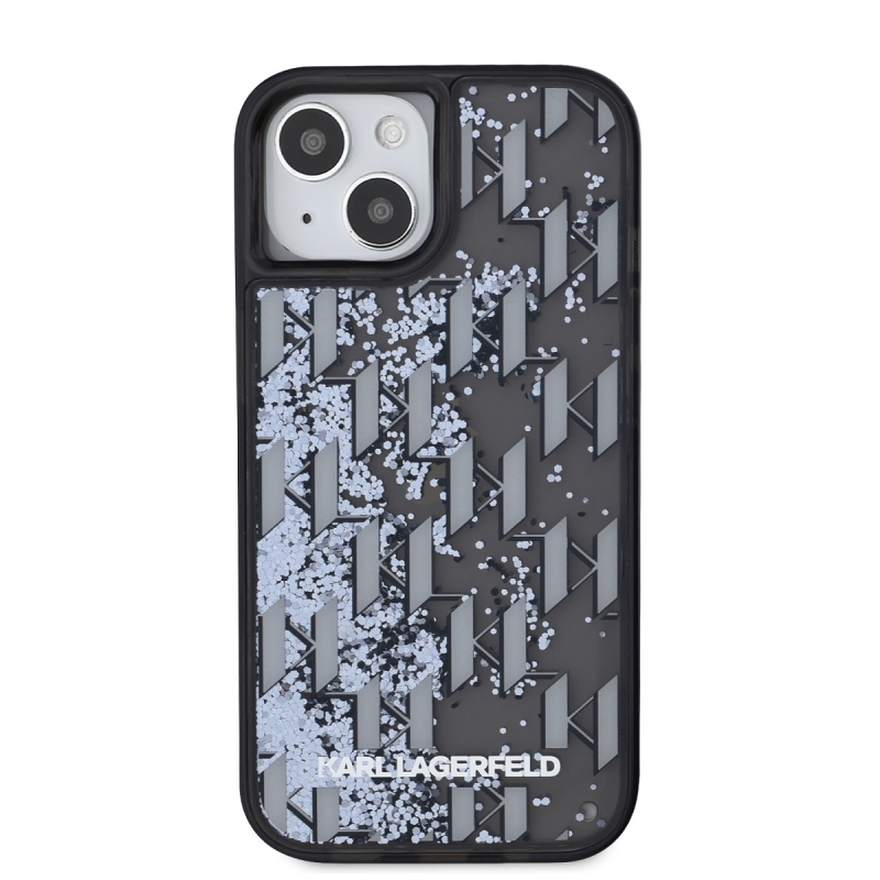 Karl Lagerfeld Liquid Glitter Monogram Gradient Zadný Kryt pre iPhone 14 Black