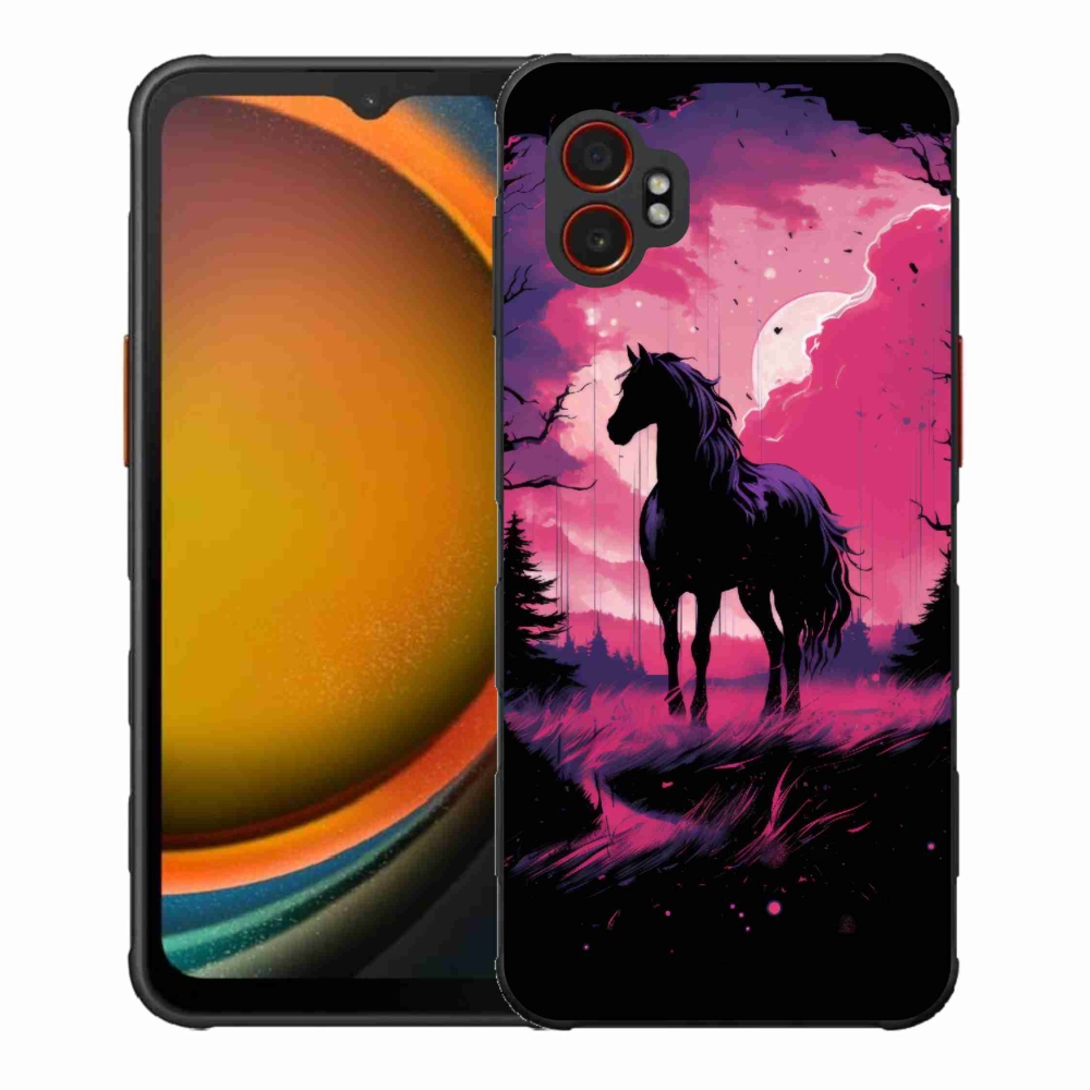 Gélový kryt mmCase na Samsung Galaxy Xcover 7 Pro - čierny kreslený kôň 1