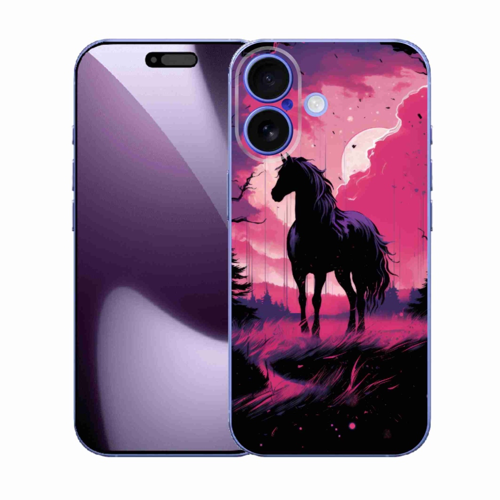 Gélový kryt mmCase na iPhone 17 - čierny kreslený kôň 1