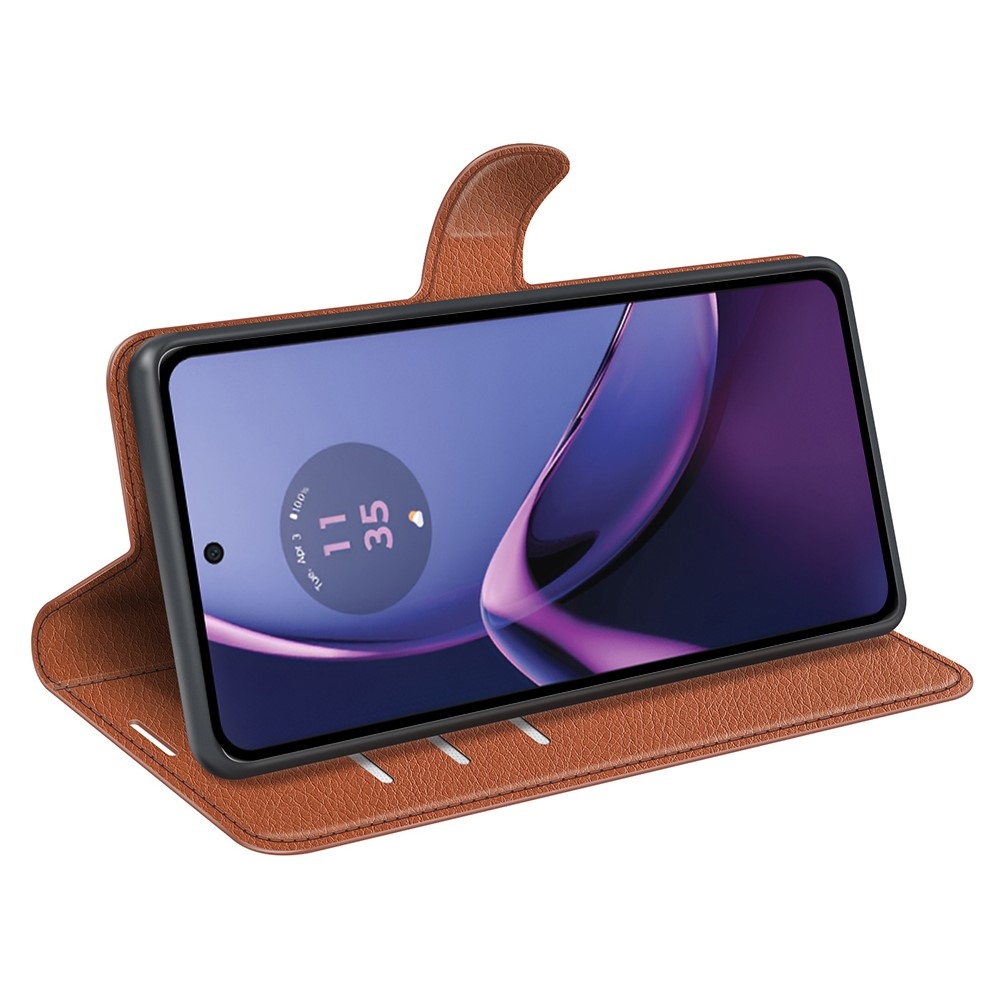 Litchi knižkové púzdro na Motorola Moto G84 5G - hnedé
