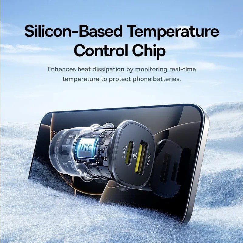 Baseus GoTrip Nabíjačka do auta USB-C/USB-A 30W Cosmic Black