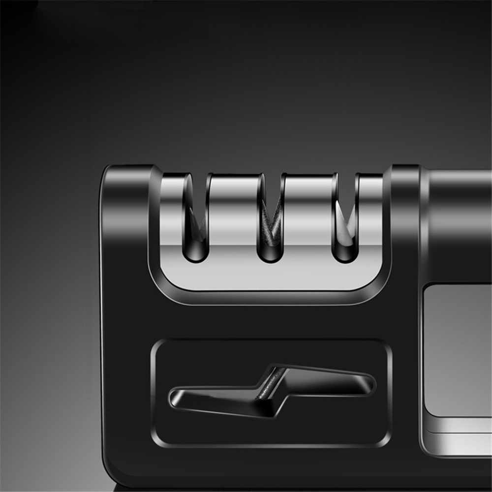 Trojfázový ručný brúsik na kuchynské nože a nožnice - čierny