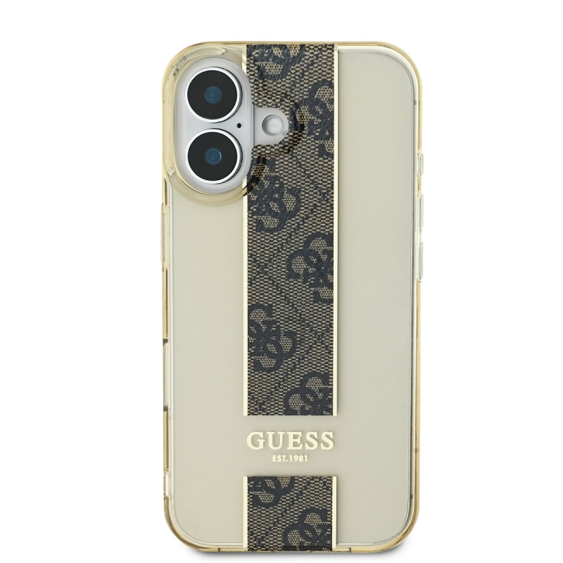 Guess IML Middle 4G Stripe Zadný Kryt pre iPhone 16 Brown