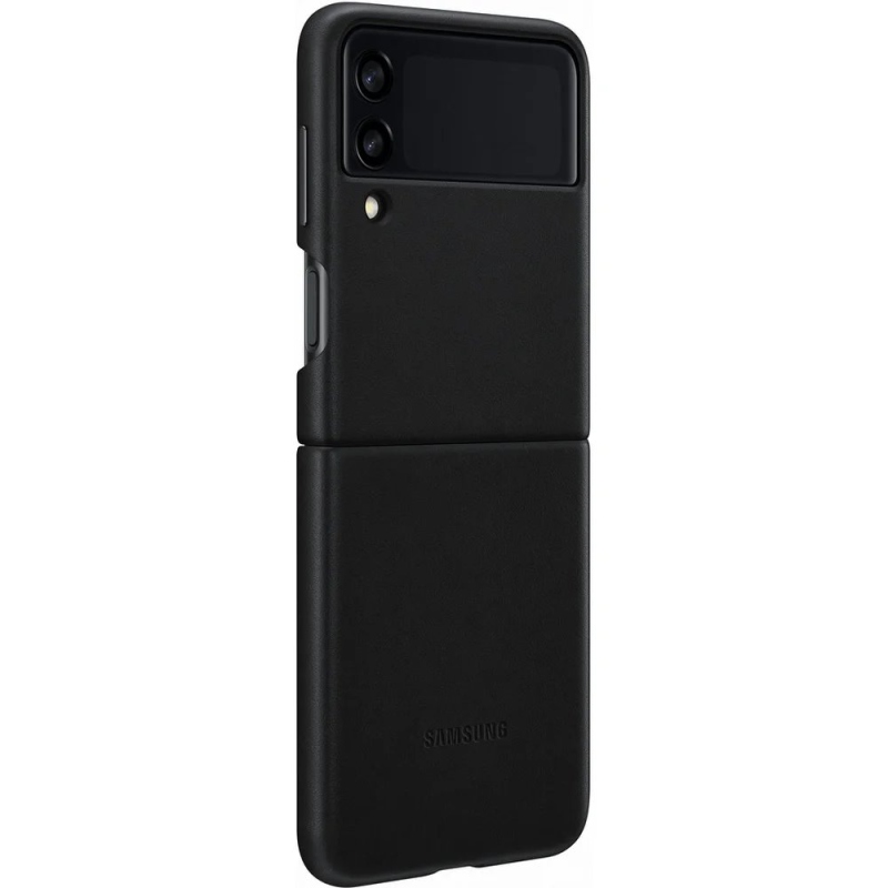 EF-VF711LBE Samsung Kožený Kryt pre Galaxy Z Flip 3 Black