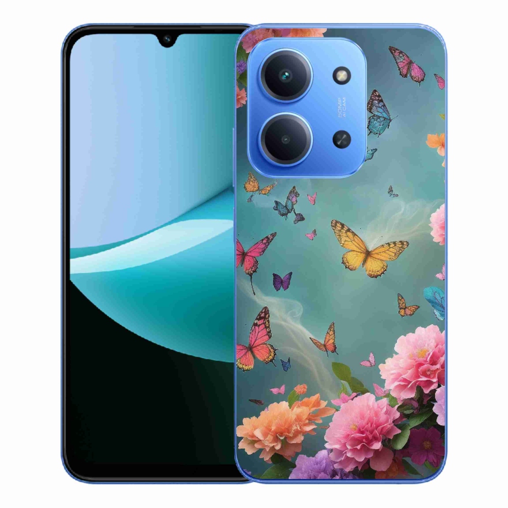 Gélový kryt mmCase na Xiaomi Redmi 15C 4G/5G (173mm) - farebné kvety a motýle