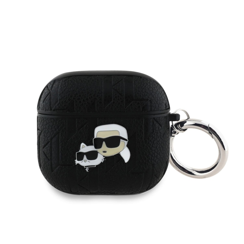 Karl Lagerfeld PU Embossed Karl and Choupette Heads Puzdro pre AirPods 4 Black