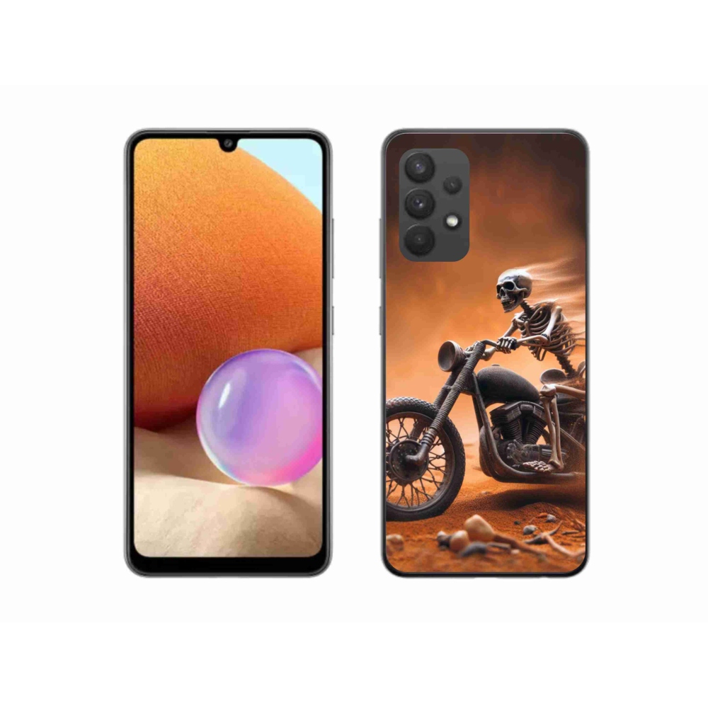 Gélový kryt mmCase na Samsung Galaxy A32 4G - kostra na motorke