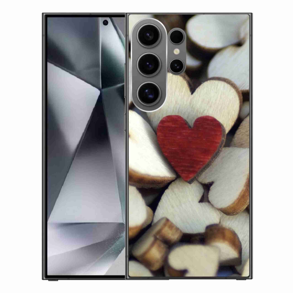 Gélový kryt mmCase na Samsung Galaxy S24 Ultra - gravírované červené srdce