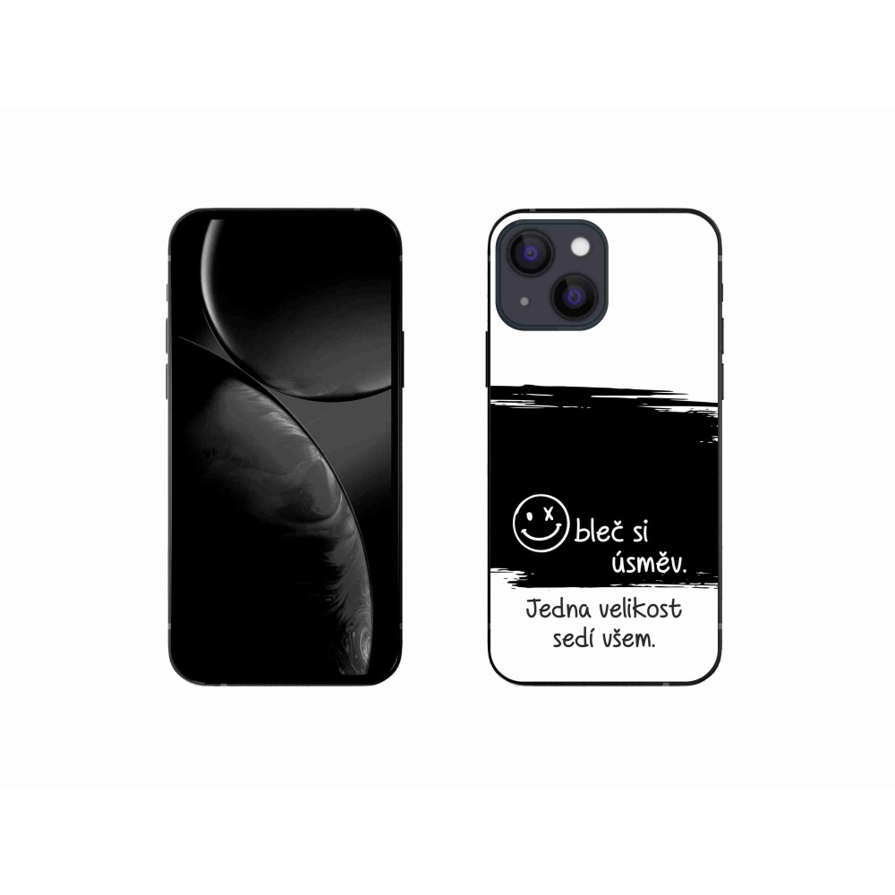 Gélový kryt mmCase na iPhone 13 mini 5.4 - vtipný text 8 čiernobiele pozadie