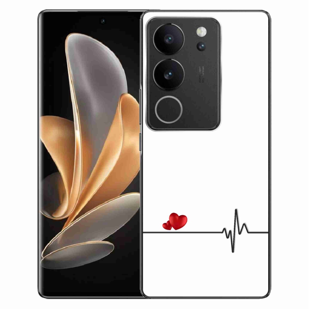 Gélový kryt mmCase na Vivo V29 5G - srdce a tep biele pozadie