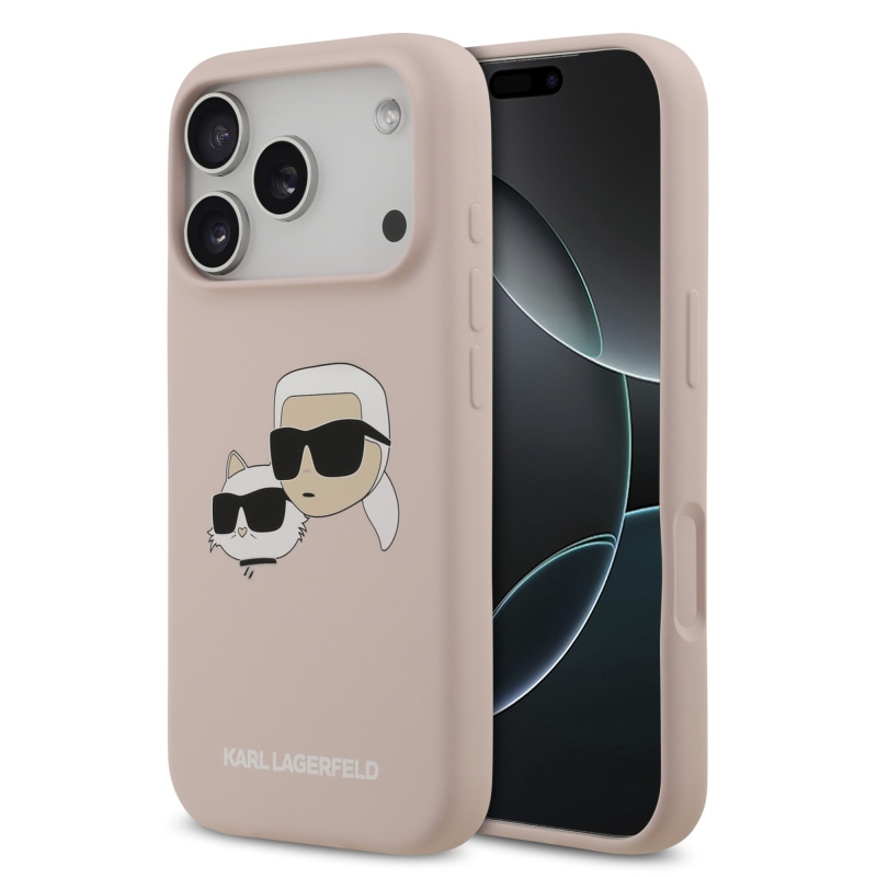 Karl Lagerfeld Liquid Silicone Double Heads MagSafe zadný kryt pre iPhone 17 Pro Pink
