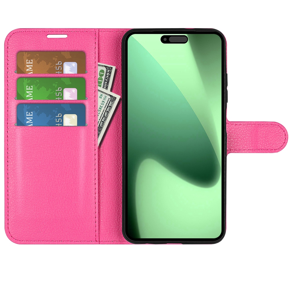 Litchi knižkové púzdro na iPhone 17 Pro Max - rose